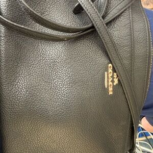 Coach Black Textured Leather Bag with Gold Accents